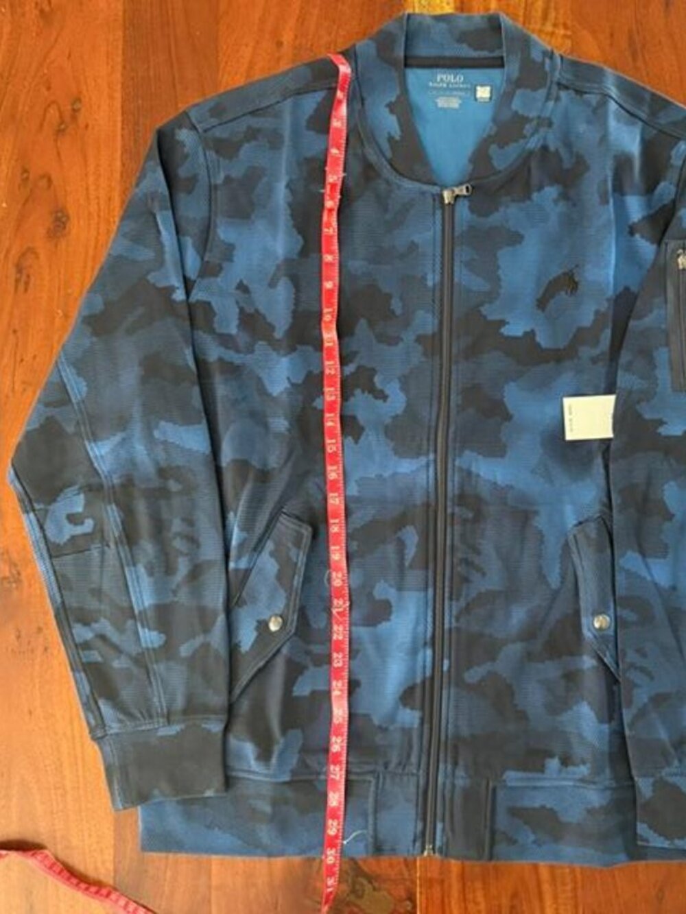 NWT XL SET Polo Ralph Lauren Blue Camo Double-Knit Cargo Bomber and Joggers VHTF - Picture 12 of 16